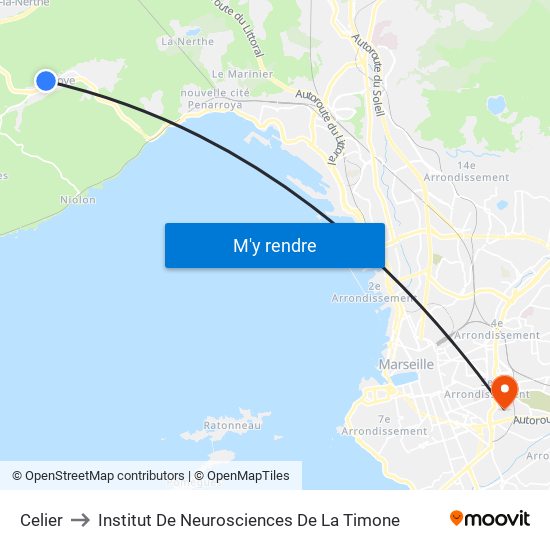 Celier to Institut De Neurosciences De La Timone map