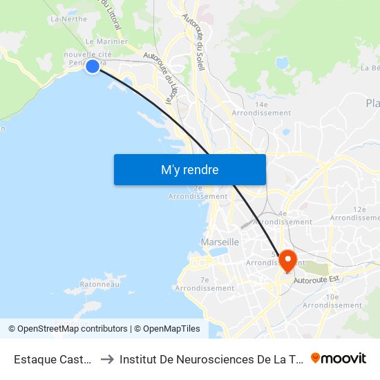 Estaque Castejon to Institut De Neurosciences De La Timone map