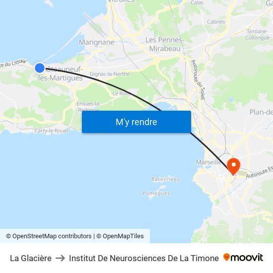 La Glacière to Institut De Neurosciences De La Timone map