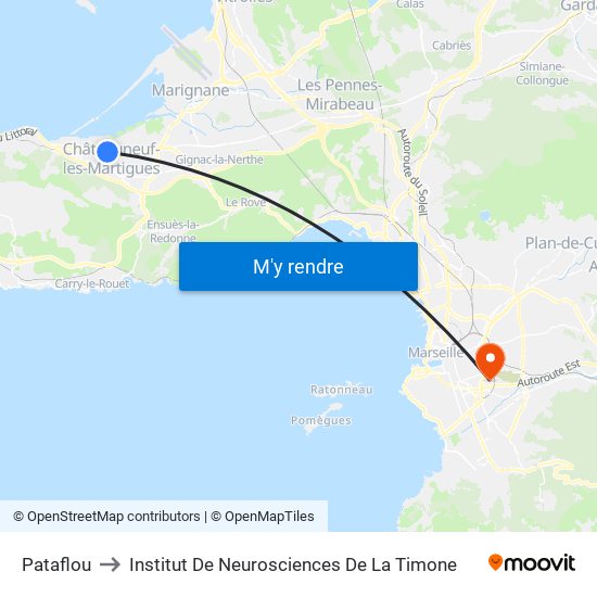 Pataflou to Institut De Neurosciences De La Timone map
