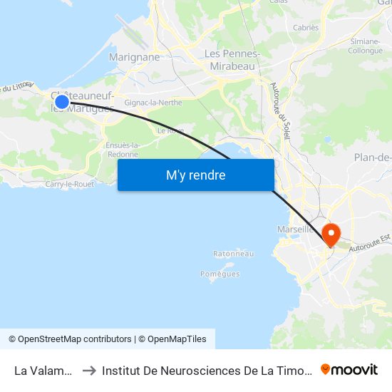 La Valampe to Institut De Neurosciences De La Timone map