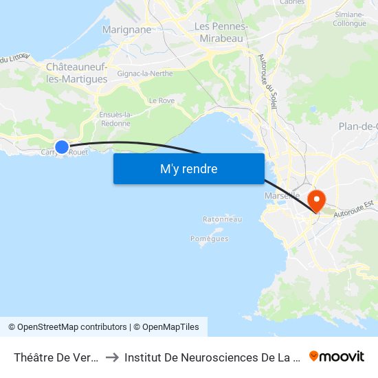 Théâtre De Verdure to Institut De Neurosciences De La Timone map