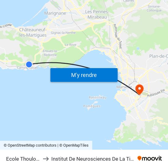 Ecole Thoulouze to Institut De Neurosciences De La Timone map
