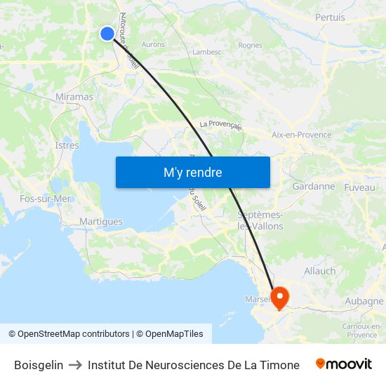Boisgelin to Institut De Neurosciences De La Timone map