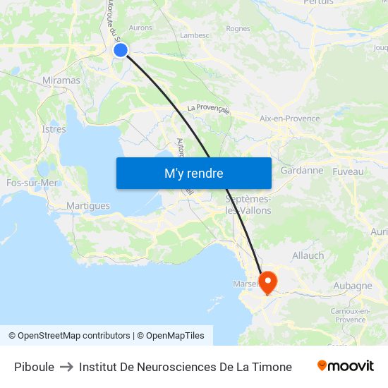 Piboule to Institut De Neurosciences De La Timone map