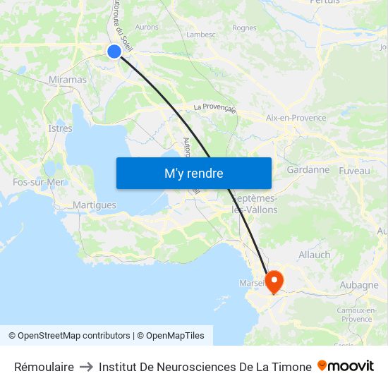 Rémoulaire to Institut De Neurosciences De La Timone map