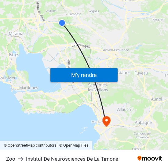 Zoo to Institut De Neurosciences De La Timone map