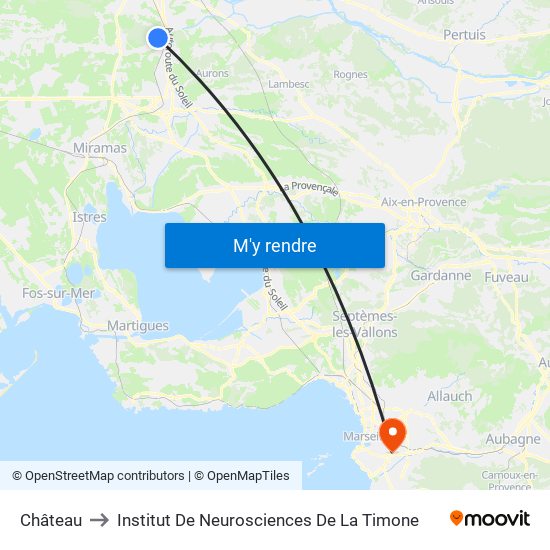 Château to Institut De Neurosciences De La Timone map