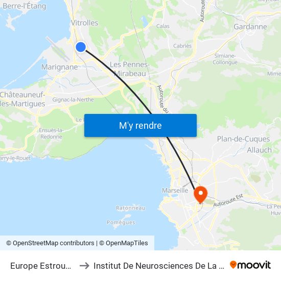 Europe Estroublans to Institut De Neurosciences De La Timone map