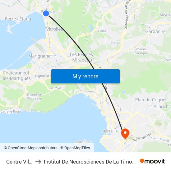 Centre Ville to Institut De Neurosciences De La Timone map