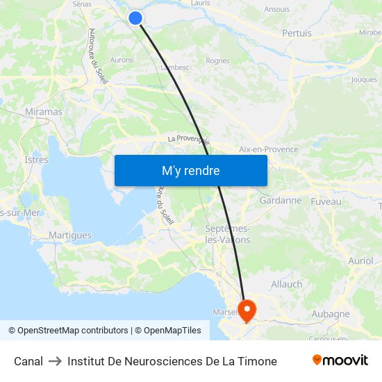 Canal to Institut De Neurosciences De La Timone map