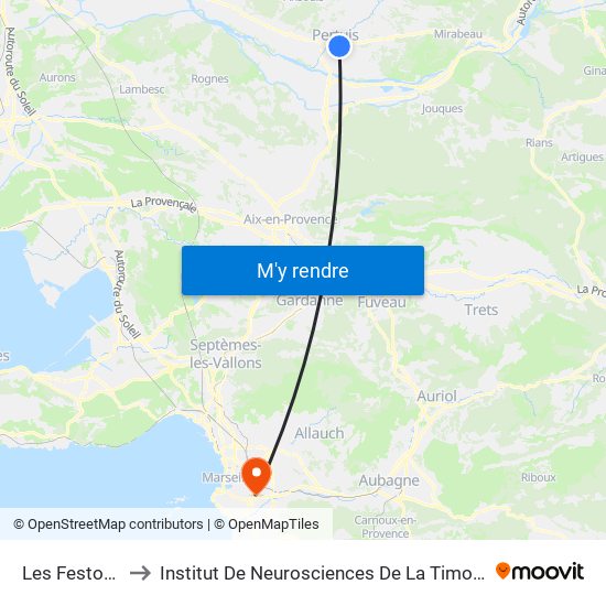 Les Festons to Institut De Neurosciences De La Timone map