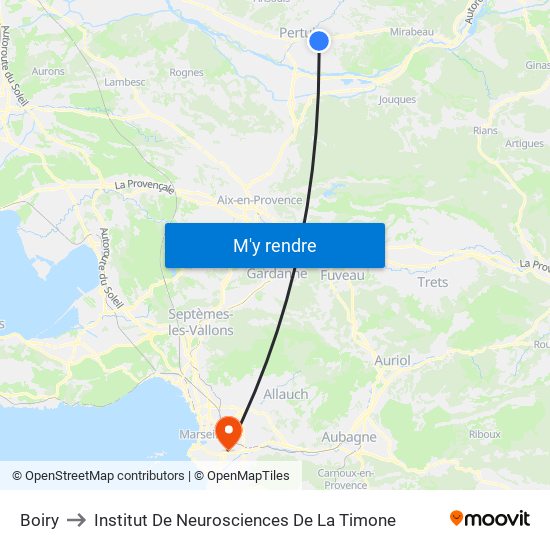 Boiry to Institut De Neurosciences De La Timone map