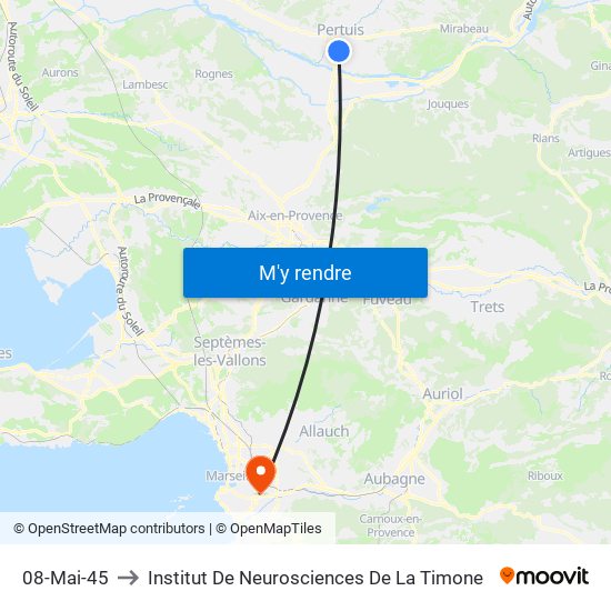 08-Mai-45 to Institut De Neurosciences De La Timone map