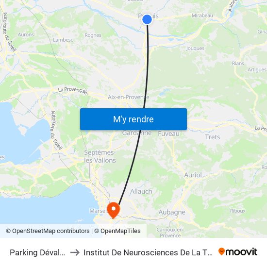 Parking Dévalade to Institut De Neurosciences De La Timone map