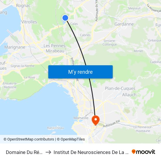 Domaine Du Réaltor to Institut De Neurosciences De La Timone map