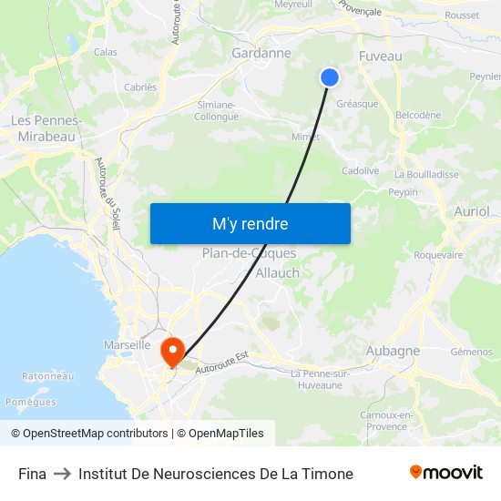 Fina to Institut De Neurosciences De La Timone map