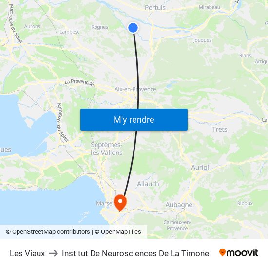 Les Viaux to Institut De Neurosciences De La Timone map
