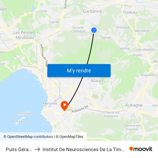Puits Gérard to Institut De Neurosciences De La Timone map
