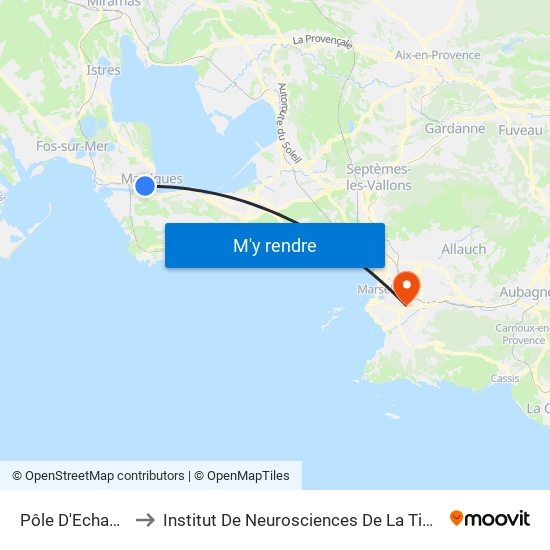 Pôle D'Echange to Institut De Neurosciences De La Timone map