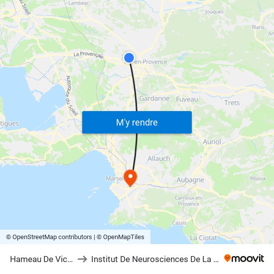 Hameau De Victoria to Institut De Neurosciences De La Timone map