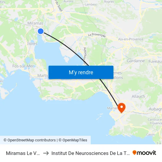 Miramas Le Vieux to Institut De Neurosciences De La Timone map