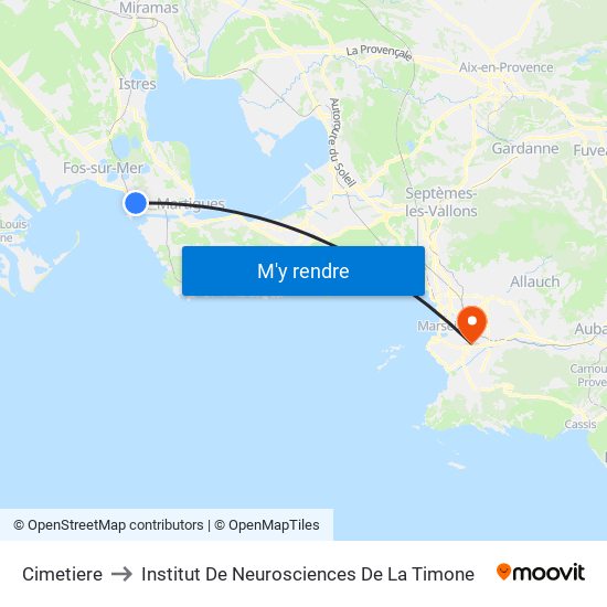Cimetiere to Institut De Neurosciences De La Timone map