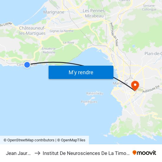 Jean Jaurès to Institut De Neurosciences De La Timone map