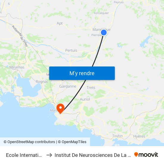Ecole Internationale to Institut De Neurosciences De La Timone map