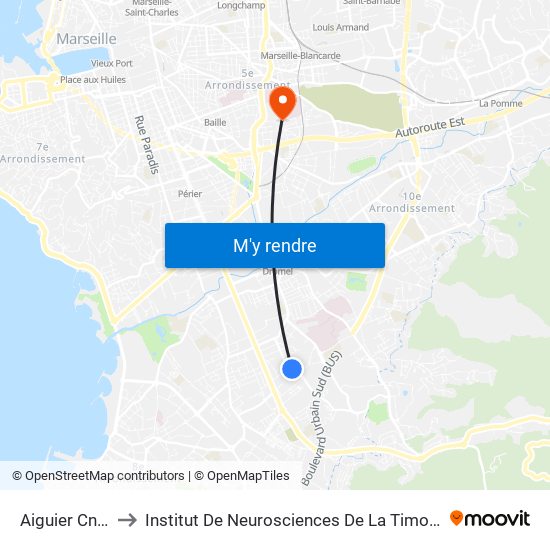 Aiguier Cnrs to Institut De Neurosciences De La Timone map