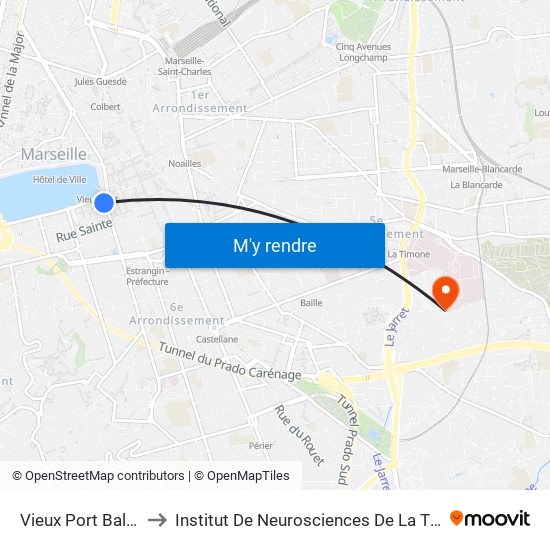 Vieux Port Ballard to Institut De Neurosciences De La Timone map