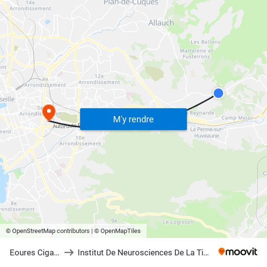 Eoures Cigales to Institut De Neurosciences De La Timone map