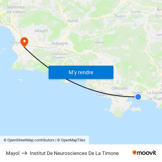 Mayol to Institut De Neurosciences De La Timone map