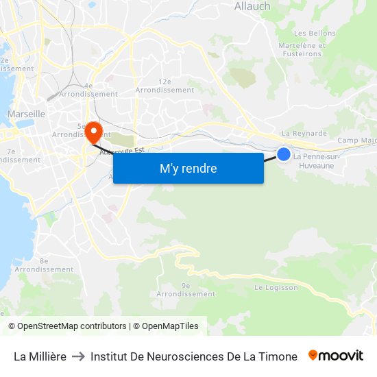 La Millière to Institut De Neurosciences De La Timone map