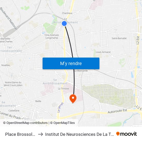 Place Brossolette to Institut De Neurosciences De La Timone map