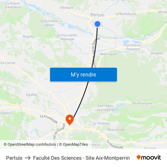 Pertuis to Faculté Des Sciences - Site Aix-Montperrin map