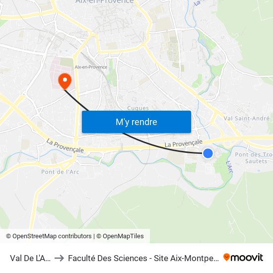 Val De L'Arc to Faculté Des Sciences - Site Aix-Montperrin map