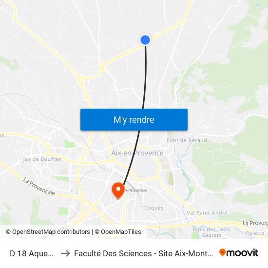 D 18 Aqueduc to Faculté Des Sciences - Site Aix-Montperrin map