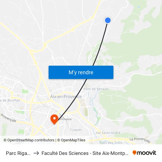 Parc Rigaud to Faculté Des Sciences - Site Aix-Montperrin map