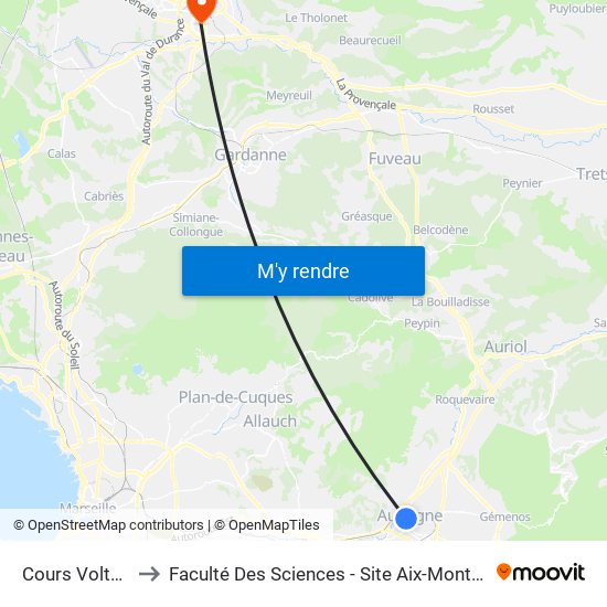 Cours Voltaire to Faculté Des Sciences - Site Aix-Montperrin map