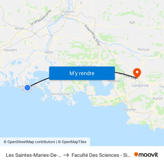 Les Saintes-Maries-De-La-Mer La Brise to Faculté Des Sciences - Site Aix-Montperrin map