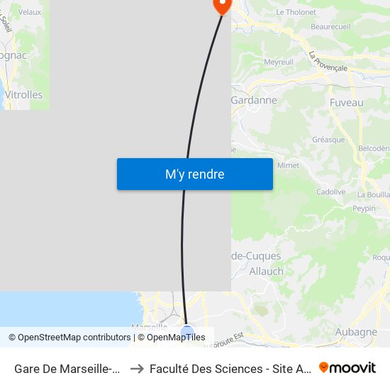 Gare De Marseille-Blancarde to Faculté Des Sciences - Site Aix-Montperrin map