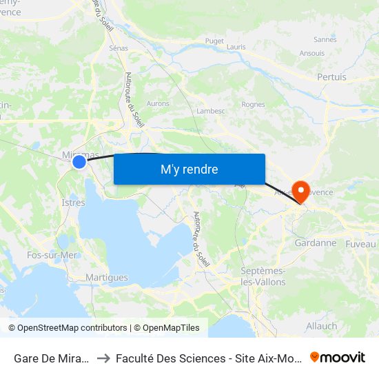 Gare De Miramas to Faculté Des Sciences - Site Aix-Montperrin map