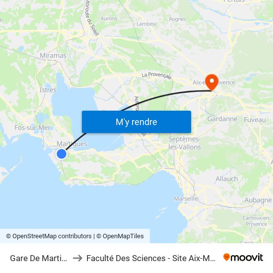 Gare De Martigues to Faculté Des Sciences - Site Aix-Montperrin map