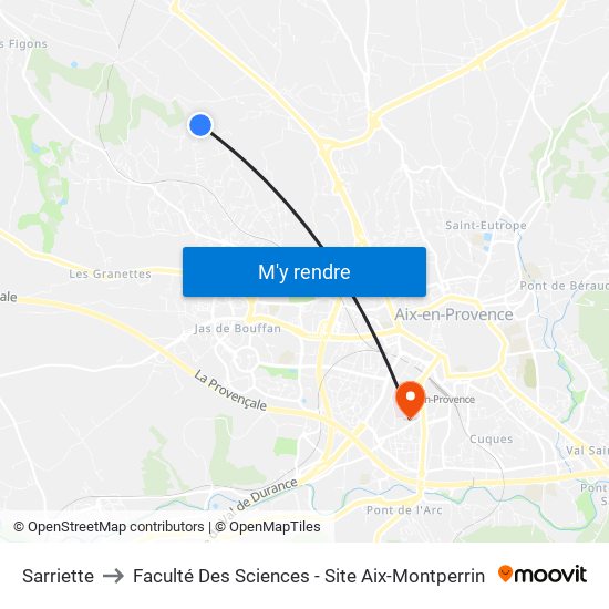 Sarriette to Faculté Des Sciences - Site Aix-Montperrin map