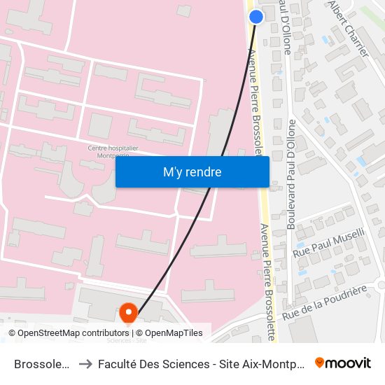 Brossolette to Faculté Des Sciences - Site Aix-Montperrin map