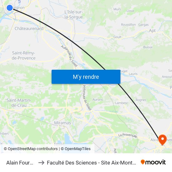 Alain Fournier to Faculté Des Sciences - Site Aix-Montperrin map