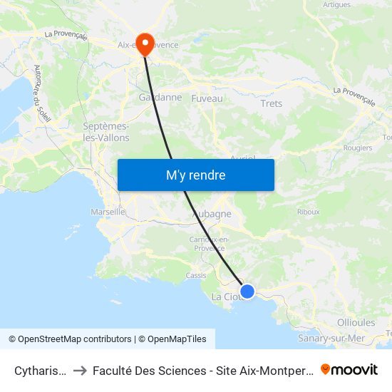 Cytharista to Faculté Des Sciences - Site Aix-Montperrin map