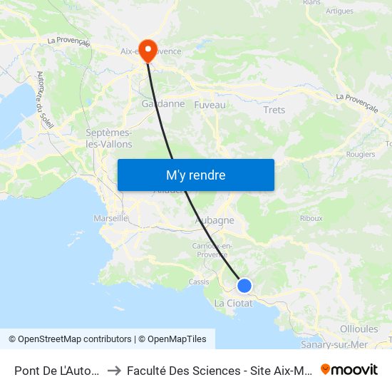 Pont De L'Autoroute to Faculté Des Sciences - Site Aix-Montperrin map