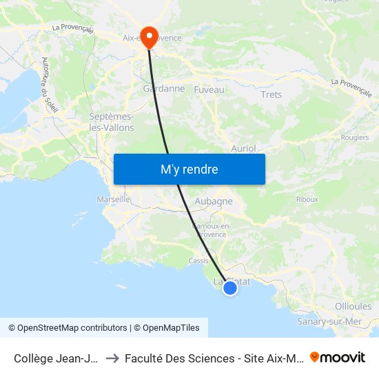 Collège Jean-Jaurès to Faculté Des Sciences - Site Aix-Montperrin map